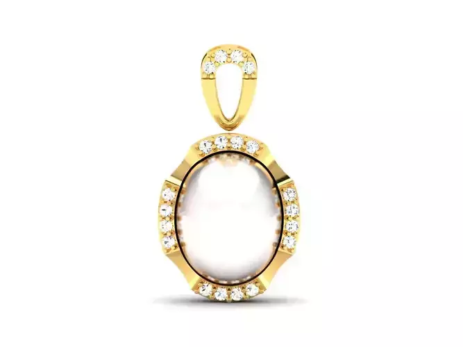 Women Opal Stone Pendant 3DM STL OBJ FBX Render Details