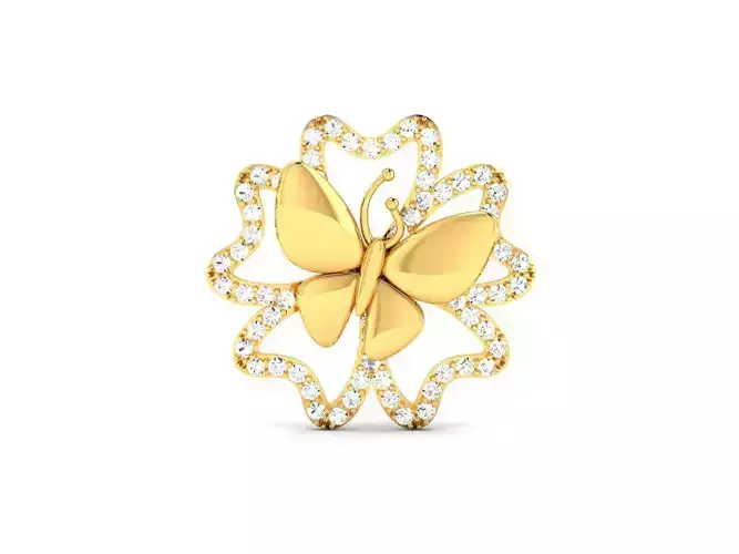 Solitaire Women butterfly Pendant 3DM STL OBJ FBX Render Details