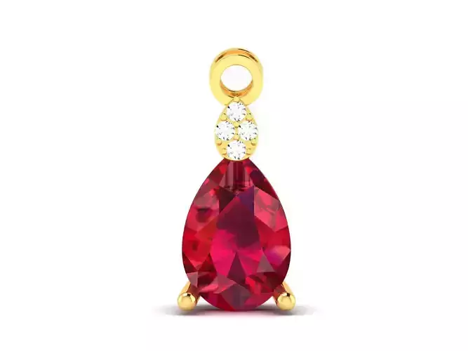 Solitaire Pear Diamond Pendant 3DM STL OBJ FBX Render Details 3D print model