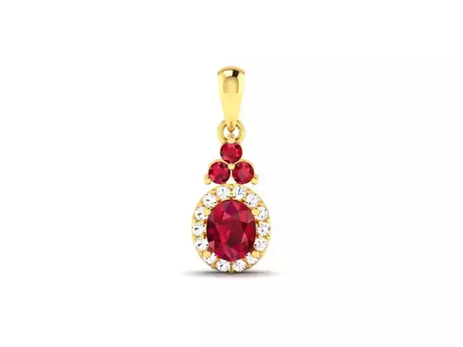 Women Oval Stone Pendant 3DM STL OBJ FBX Render Details