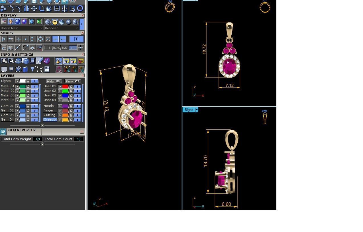 Women Oval Stone Pendant 3DM STL OBJ FBX Render Details 3D print model_5