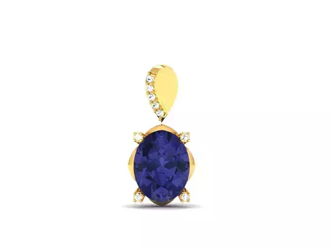 Solitaire Oval Diamond Pendant 3DM STL OBJ FBX Render Details 3D print model