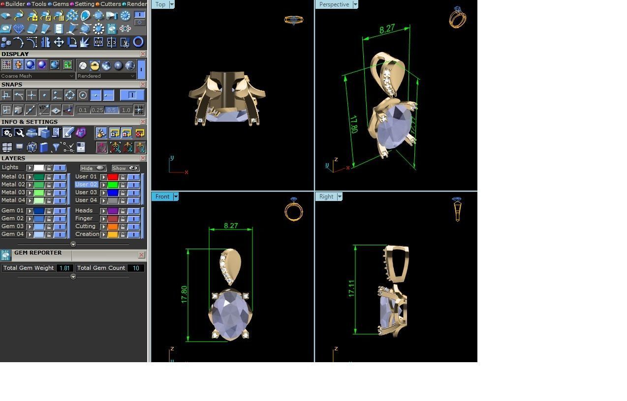 Solitaire Oval Diamond Pendant 3DM STL OBJ FBX Render Details 3D print model_7