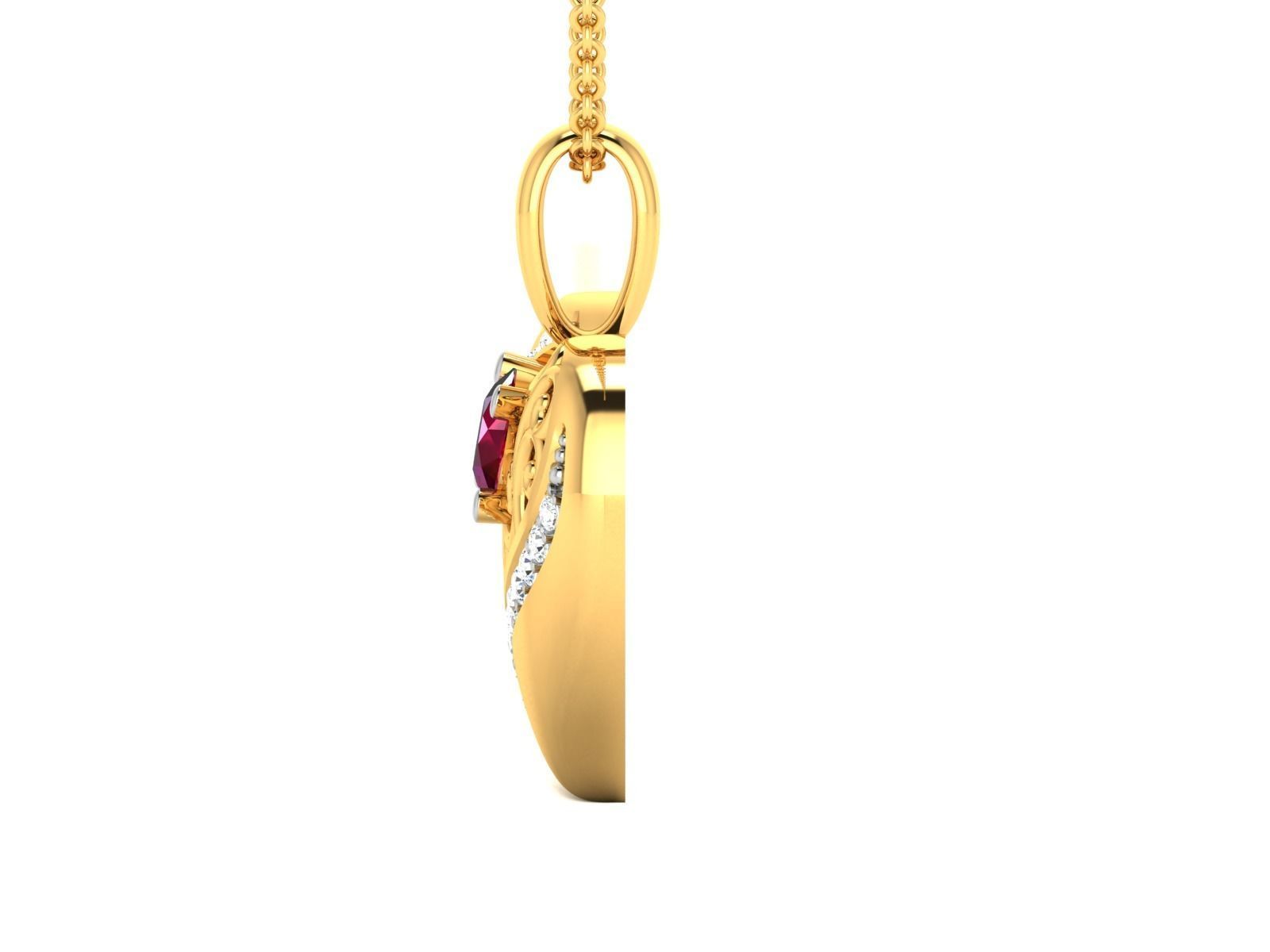 Solitaire Heart Pendant 3DM STL OBJ FBX Render Details 3D print model_3