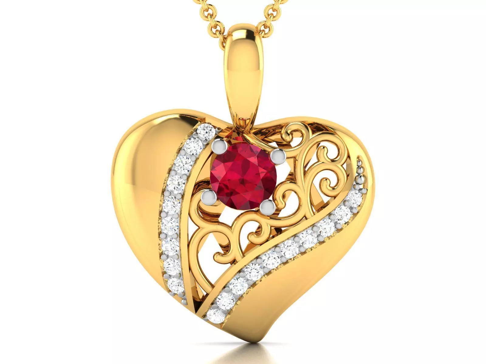 Solitaire Heart Pendant 3DM STL OBJ FBX Render Details 3D print model_0