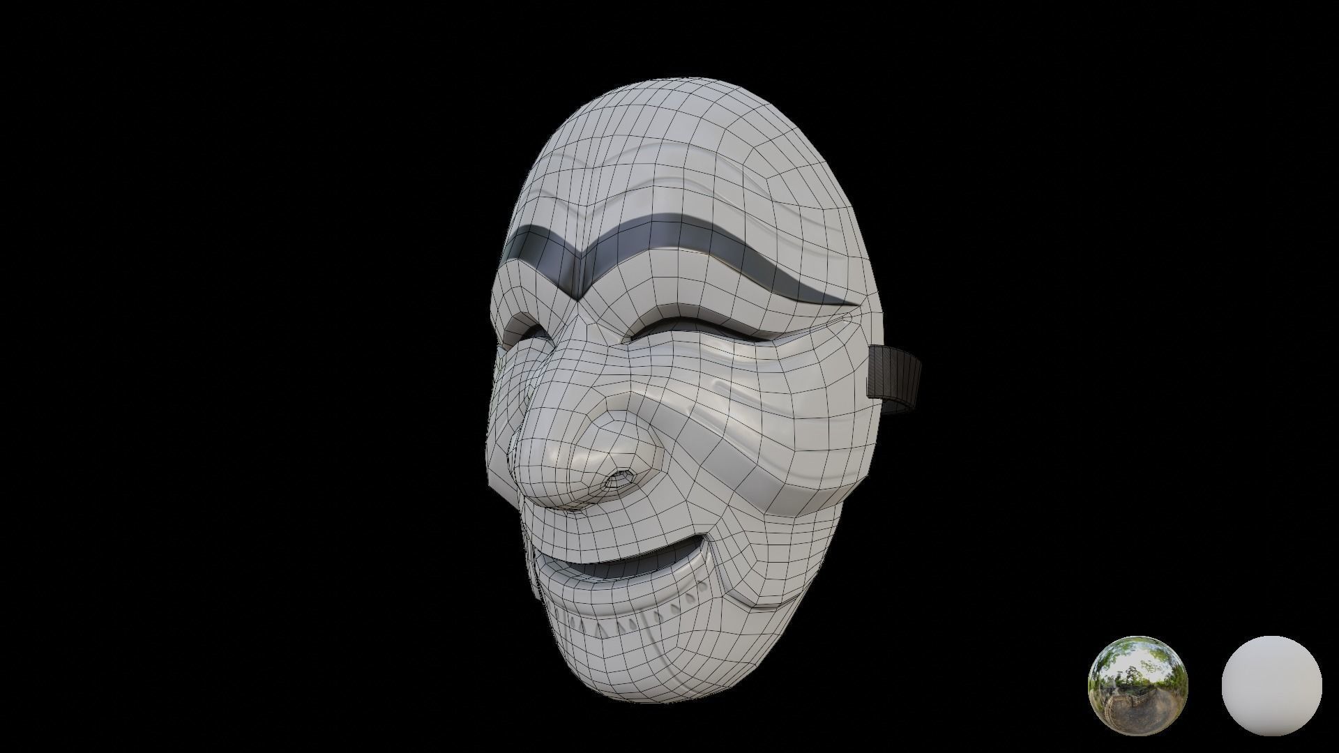 money heist korean Mask 3d Model Lowply Game Animation Low-poly 3D model_3