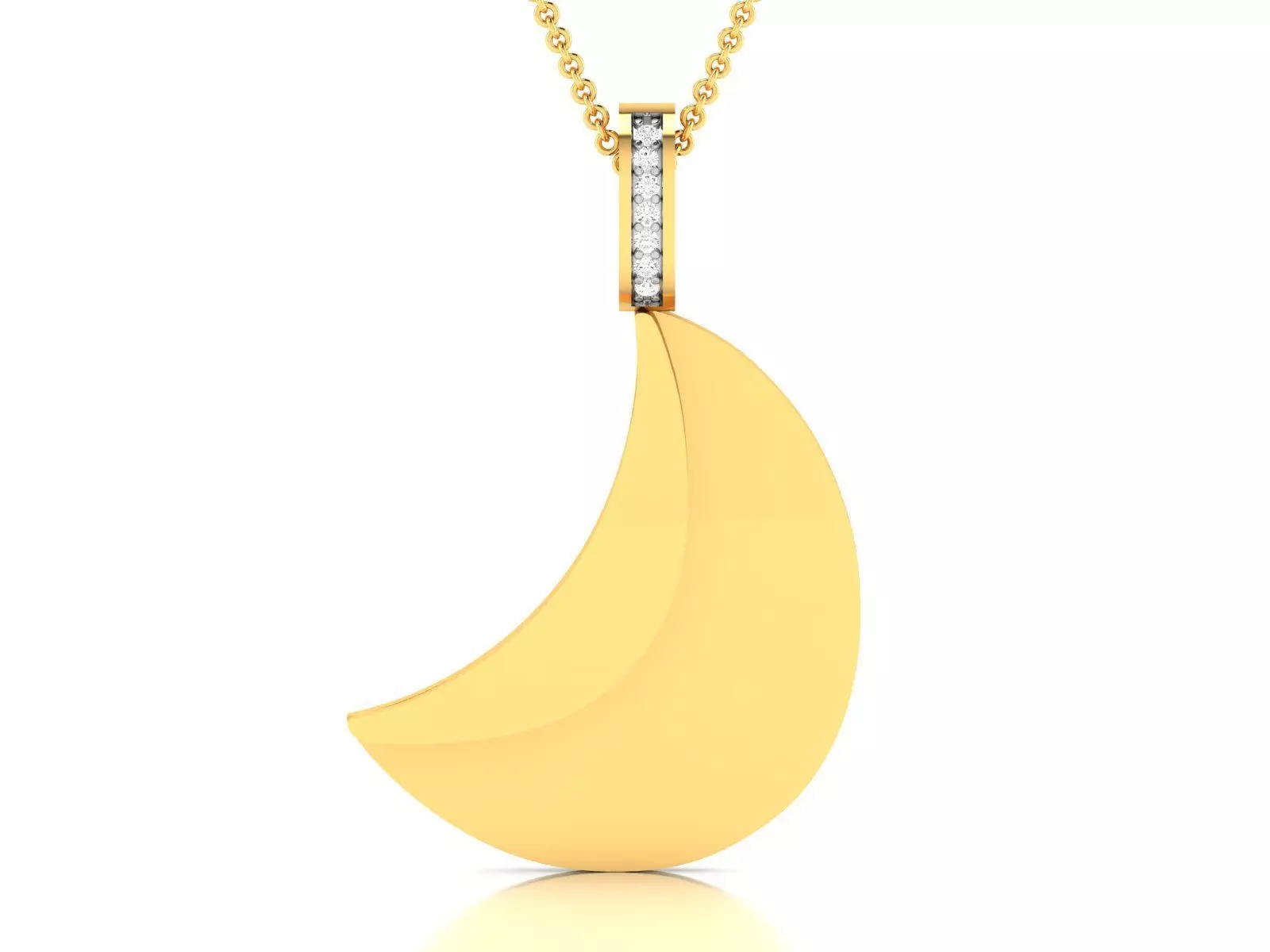 Solitaire Women Moon Pendant 3DM STL OBJ FBX Render Details 3D print model