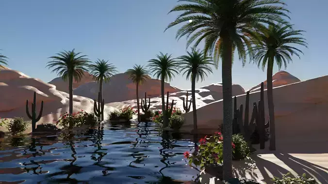 Desert landscape scene made with blender