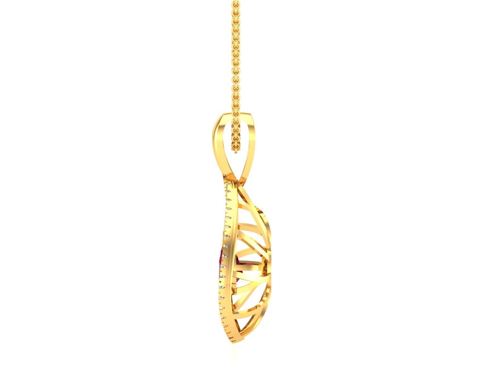 Solitaire Pear Diamond Pendant 3DM STL OBJ FBX Render Details 3D print model_3