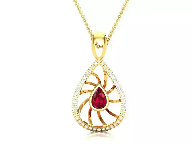 Solitaire Pear Diamond Pendant 3DM STL OBJ FBX Render Details 3D print model