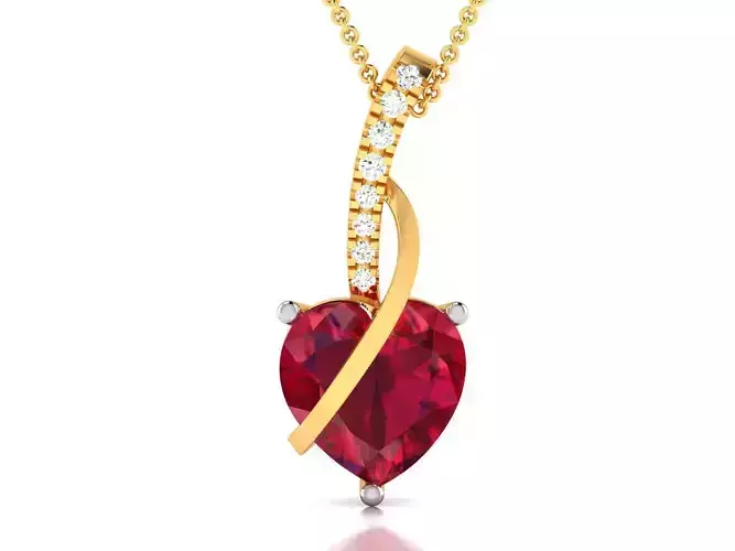 Solitaire Women Heart Pendant 3DM STL OBJ FBX Render Details 3D print model