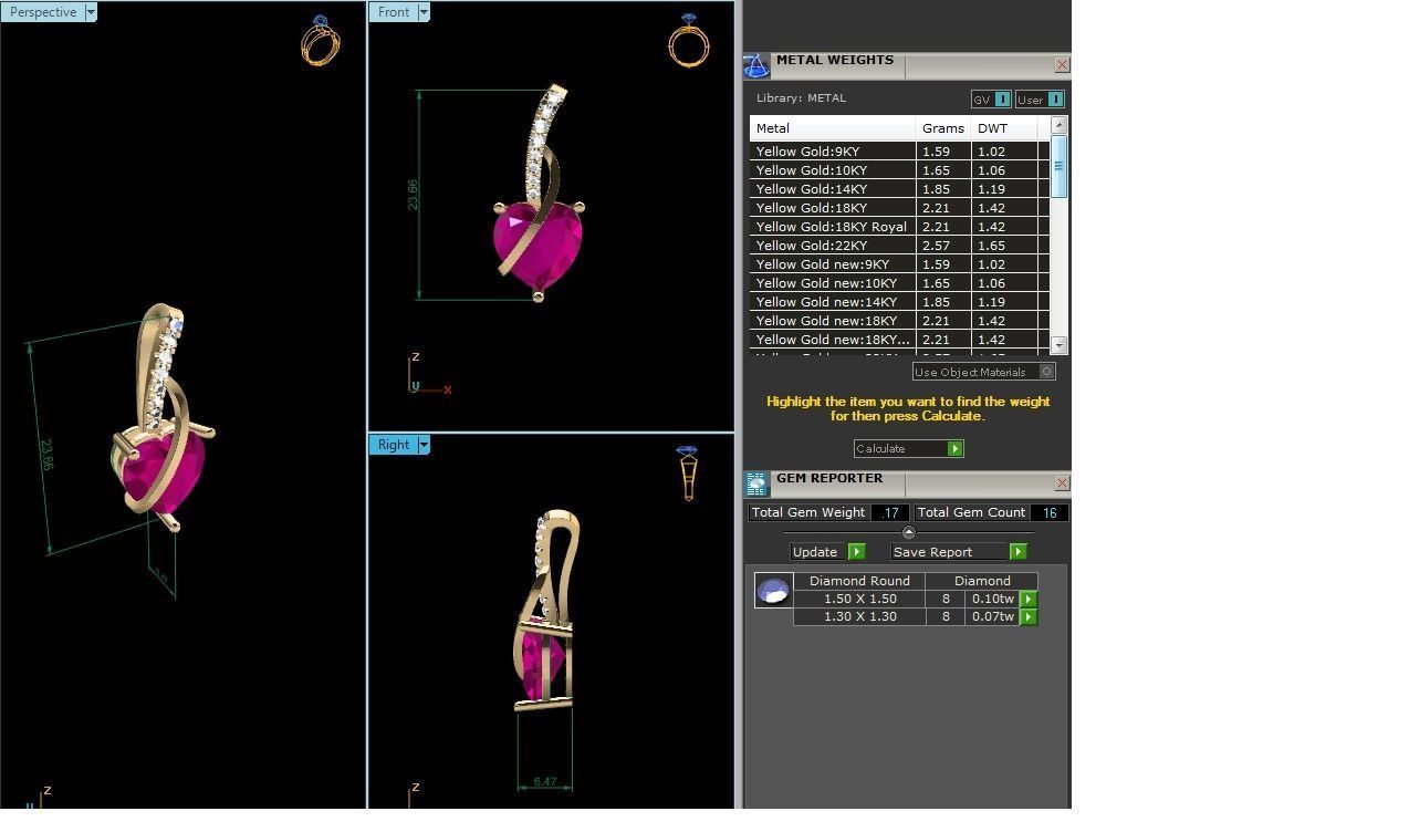 Solitaire Women Heart Pendant 3DM STL OBJ FBX Render Details 3D print model_11