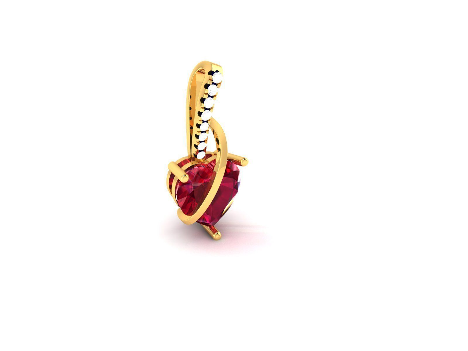 Solitaire Women Heart Pendant 3DM STL OBJ FBX Render Details 3D print model_5