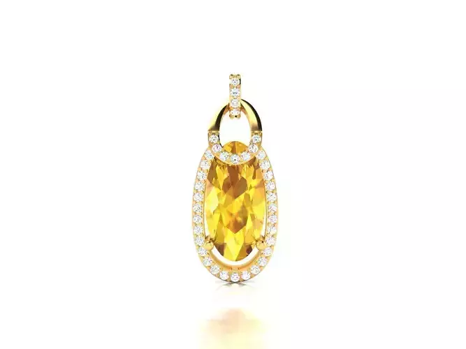 Oval Stone Women Pendant 3DM STL OBJ FBX Render Details 3D print model