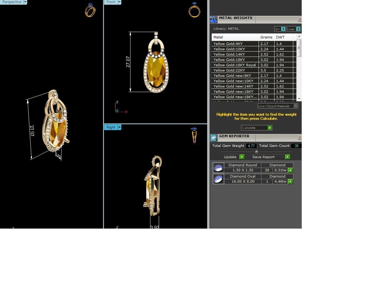 Oval Stone Women Pendant 3DM STL OBJ FBX Render Details 3D print model_10