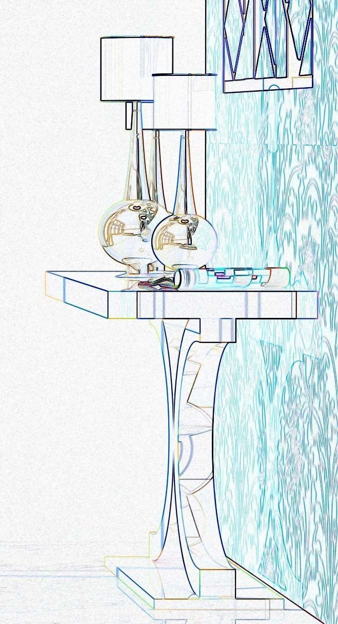 Luxury Table With Lamp Low-poly 3D model_4