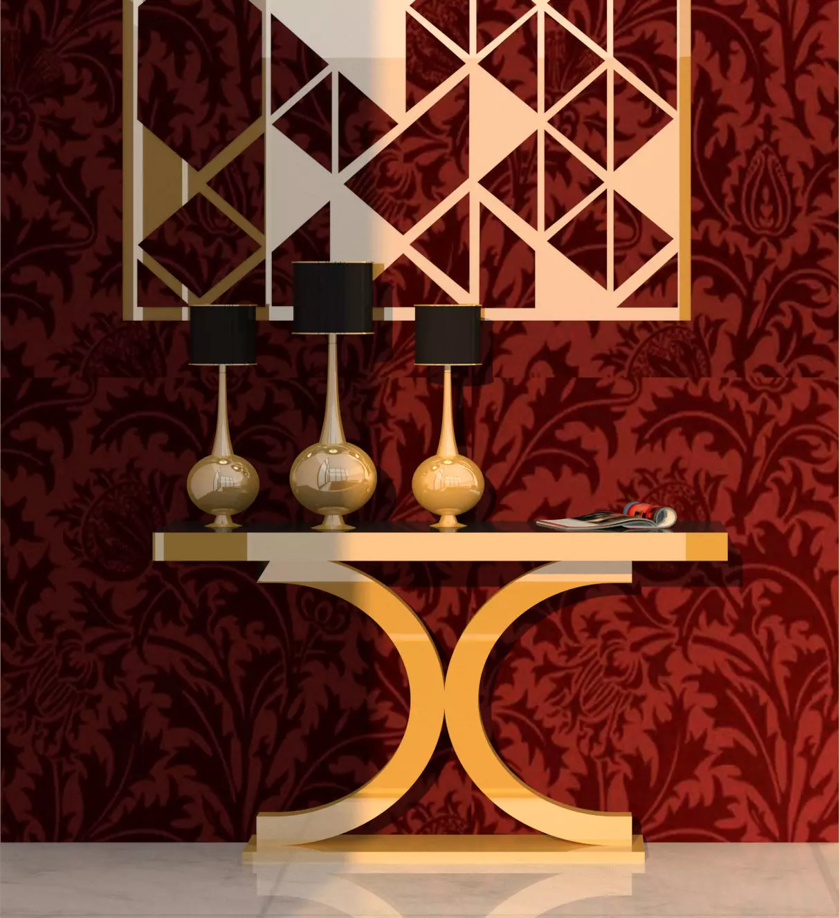 Luxury Table With Lamp Low-poly 3D model_0