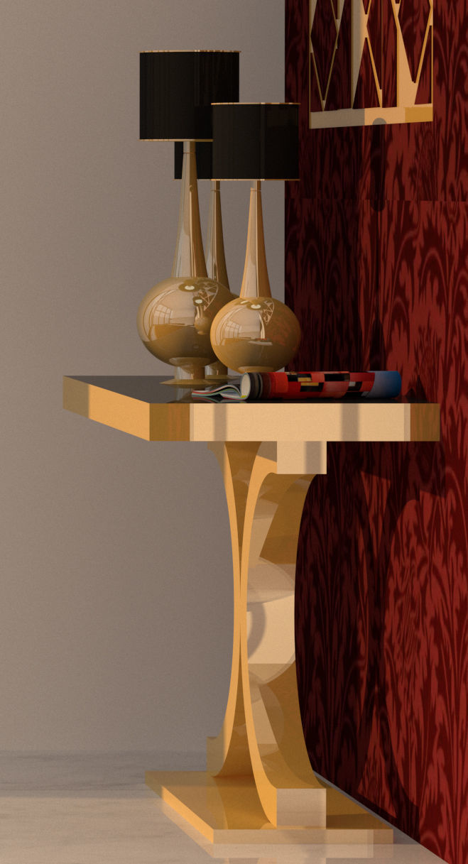 Luxury Table With Lamp Low-poly 3D model_1