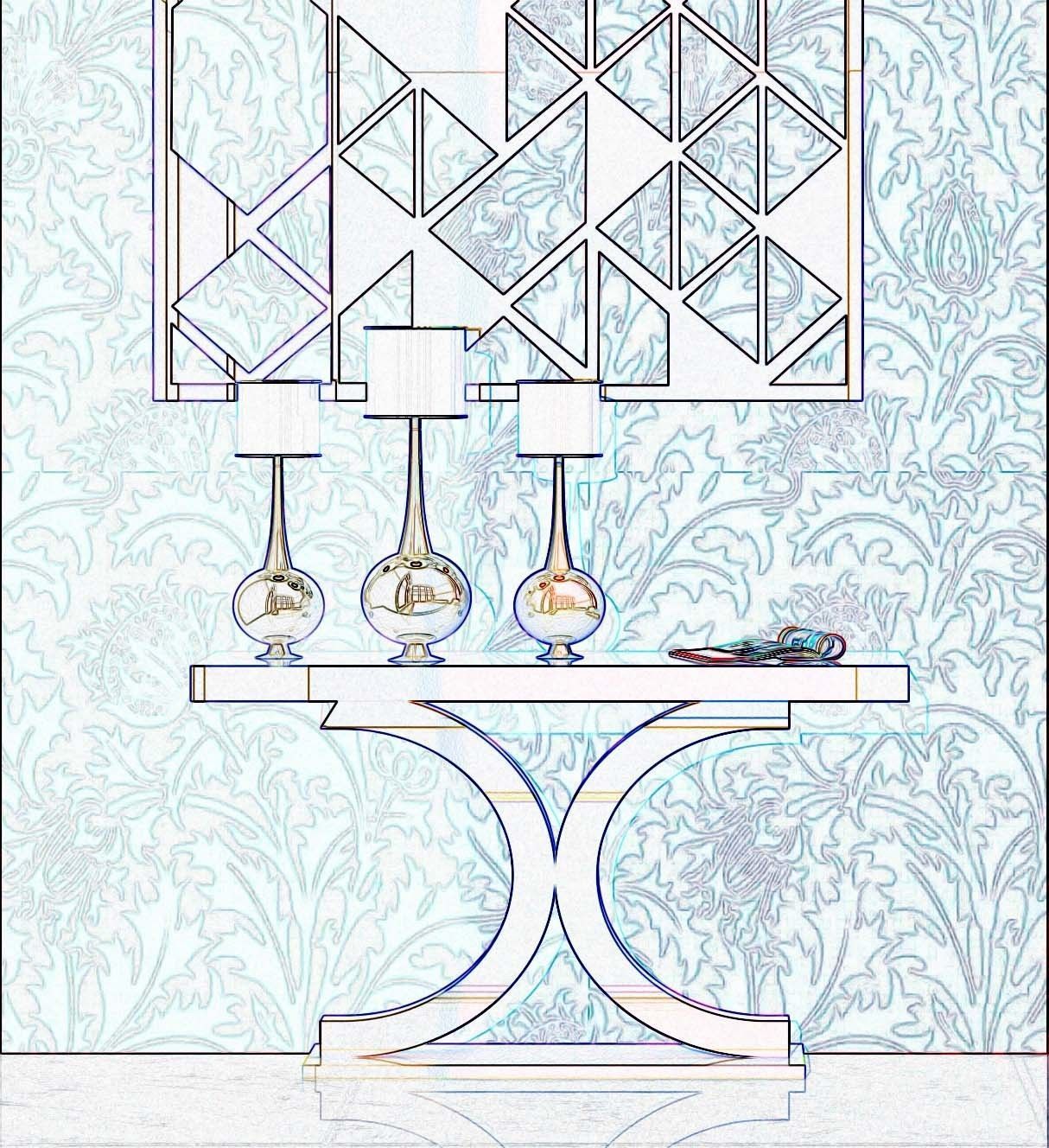 Luxury Table With Lamp Low-poly 3D model_3