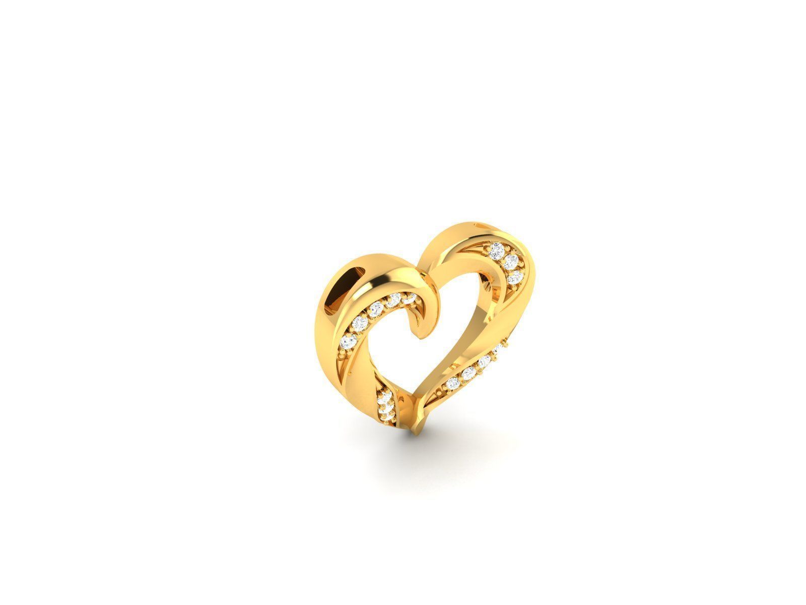 Solitaire Women Heart Pendant 3DM STL OBJ FBX Render Details 3D print model_3