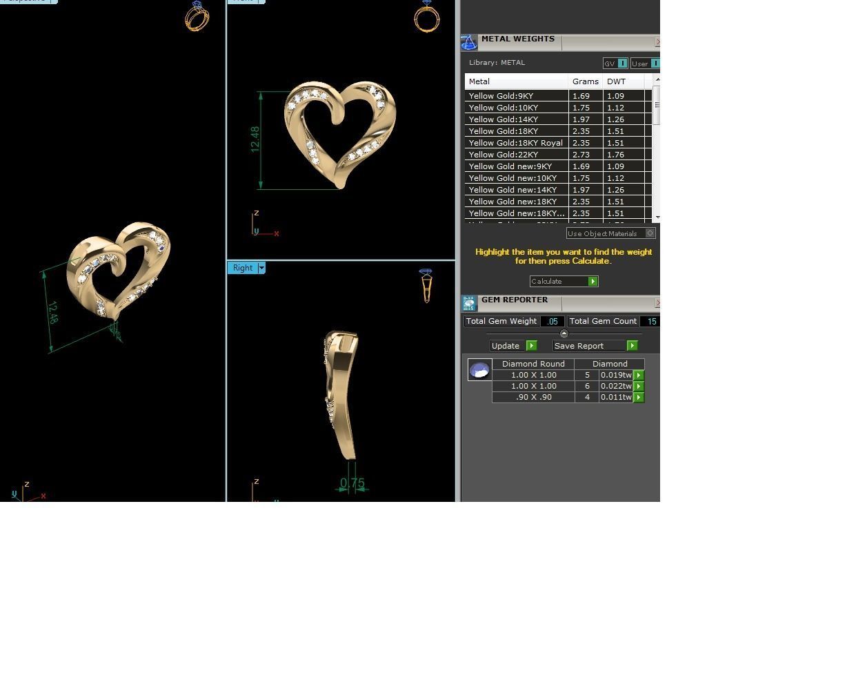 Solitaire Women Heart Pendant 3DM STL OBJ FBX Render Details 3D print model_10