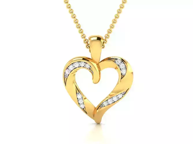 Solitaire Women Heart Pendant 3DM STL OBJ FBX Render Details