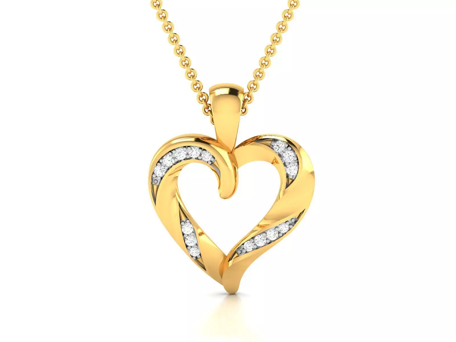 Solitaire Women Heart Pendant 3DM STL OBJ FBX Render Details 3D print model_0