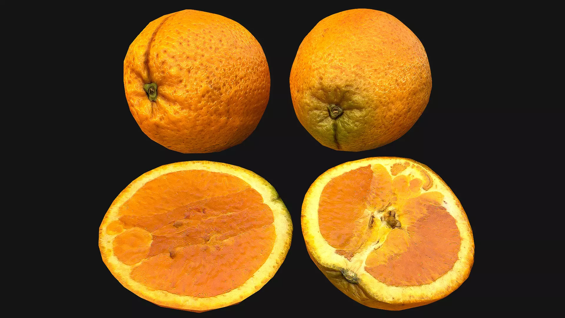 Orange Low-poly 3D model_0