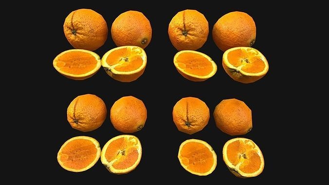 Orange Fruit Citrus Tropical Food Dessert Low-poly 3D model 3