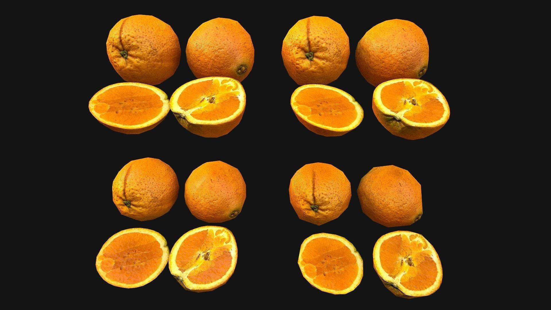 Orange Low-poly 3D model_3