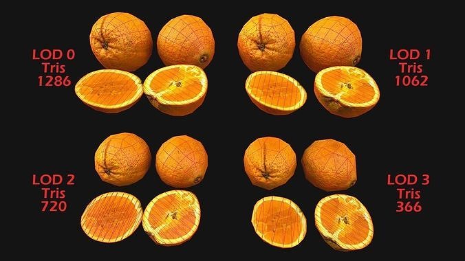 Orange Fruit Citrus Tropical Food Dessert Low-poly 3D model 2