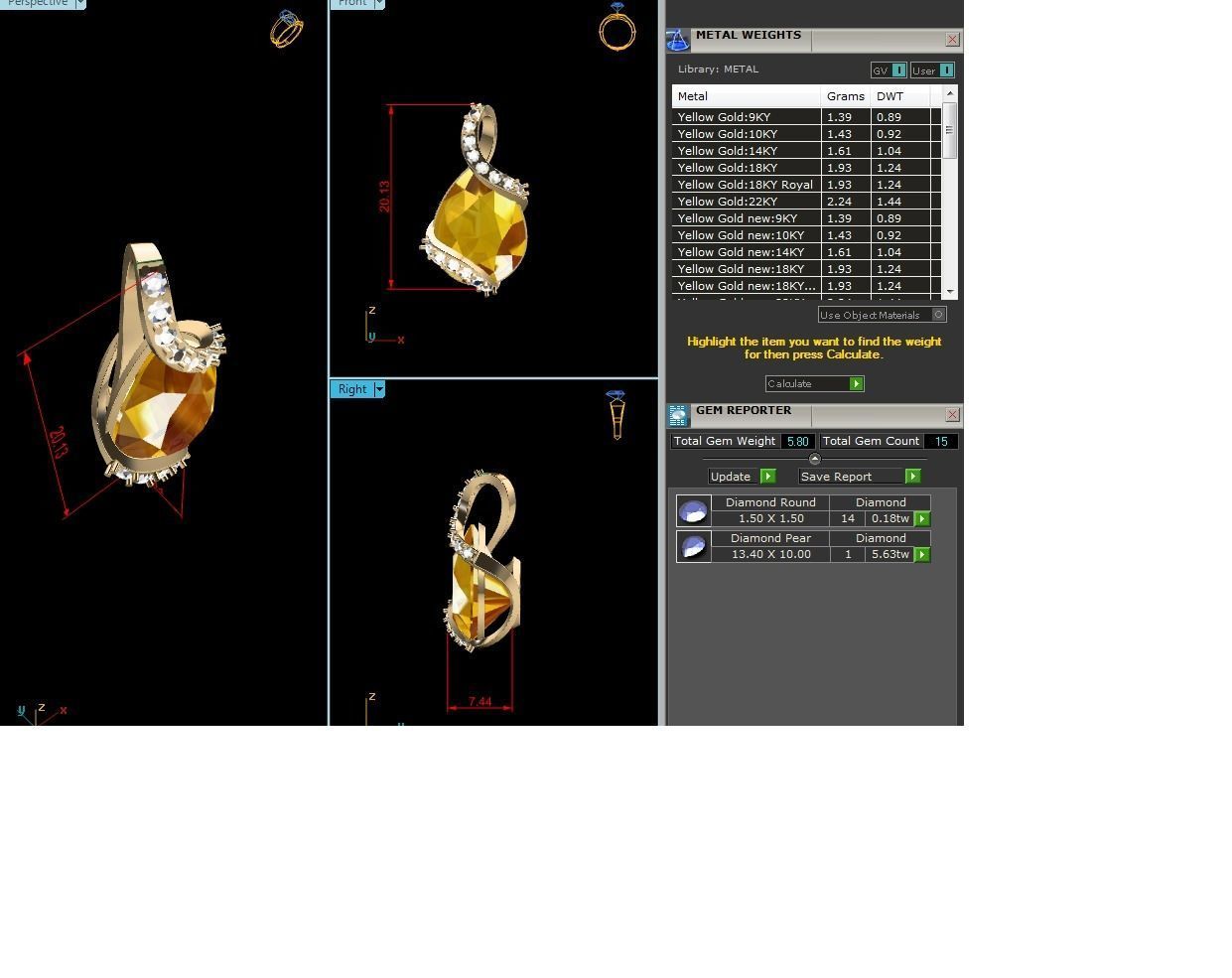 Pear Stone Women Pendant 3DM STL OBJ FBX Render Details 3D print model_9