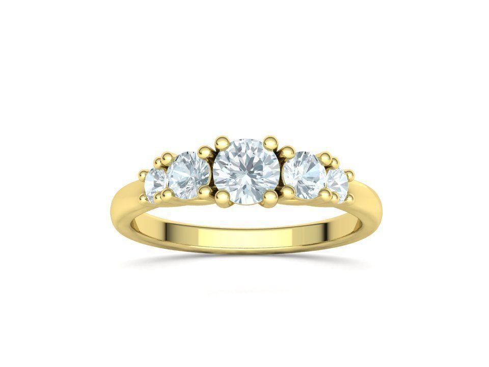 Five Stone Classic Round Cut Engagement Ring 3dmodel 3D print model_9