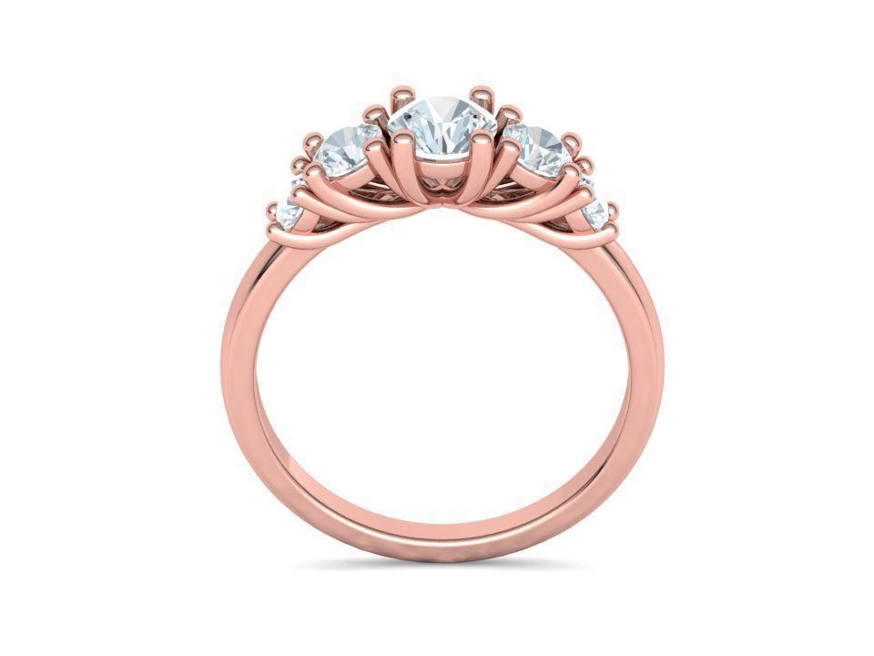 Five Stone Classic Round Cut Engagement Ring 3dmodel 3D print model_11