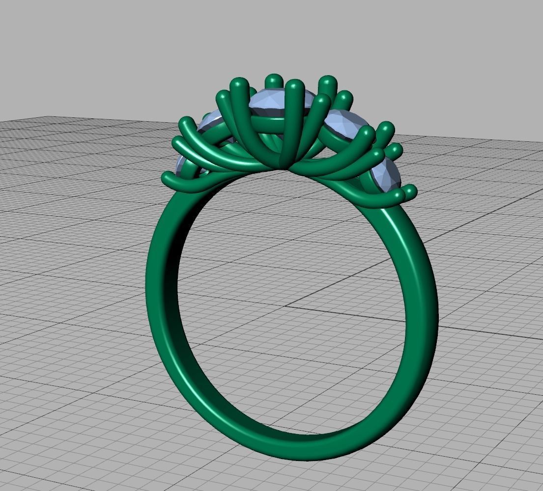 Five Stone Classic Round Cut Engagement Ring 3dmodel 3D print model_26