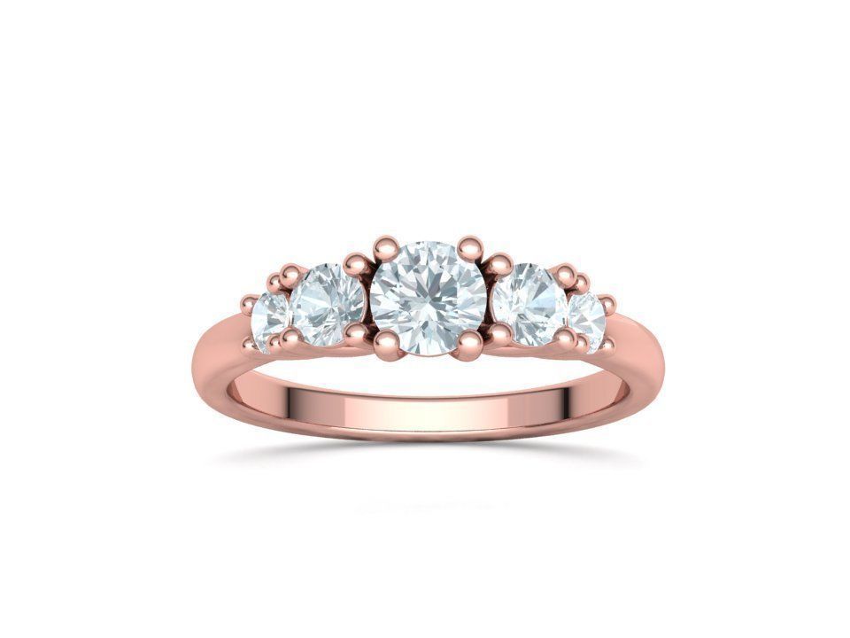 Five Stone Classic Round Cut Engagement Ring 3dmodel 3D print model_8