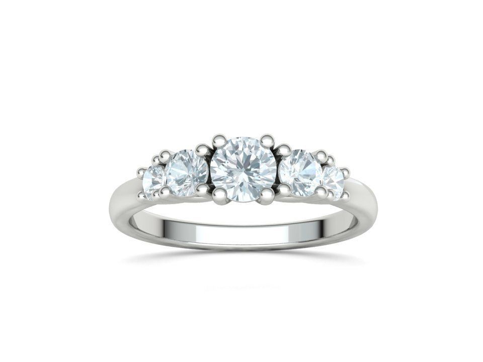 Five Stone Classic Round Cut Engagement Ring 3dmodel 3D print model_10