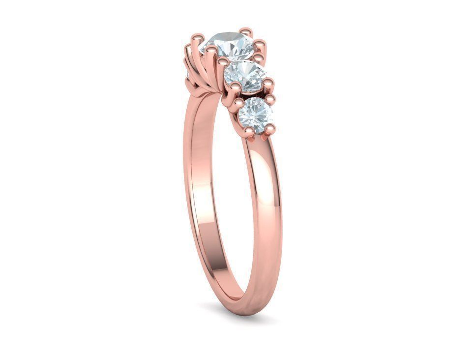 Five Stone Classic Round Cut Engagement Ring 3dmodel 3D print model_31