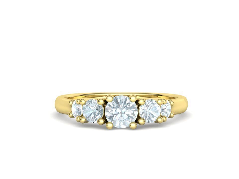 Five Stone Classic Round Cut Engagement Ring 3dmodel 3D print model_6