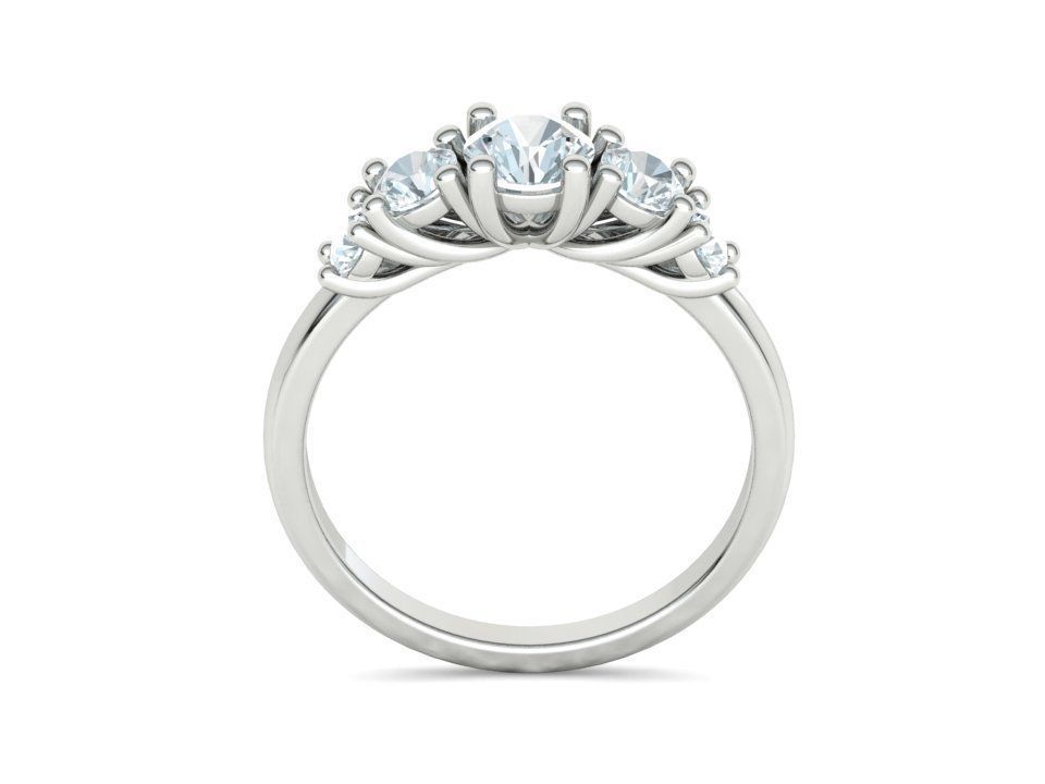 Five Stone Classic Round Cut Engagement Ring 3dmodel 3D print model_13