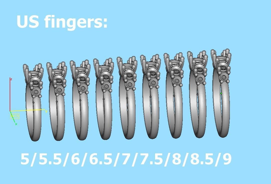 Five Stone Classic Round Cut Engagement Ring 3dmodel 3D print model_19