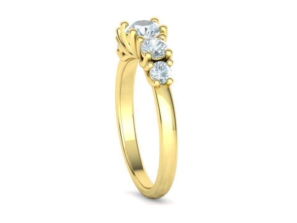 Five Stone Classic Round Cut Engagement Ring 3dmodel 3D print model_32