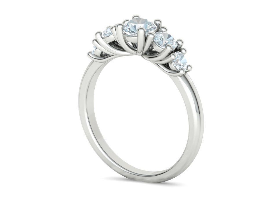 Five Stone Classic Round Cut Engagement Ring 3dmodel 3D print model_30