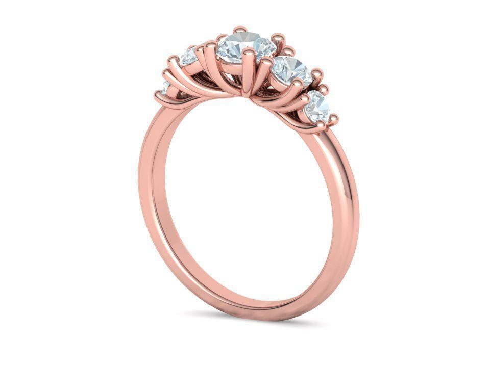 Five Stone Classic Round Cut Engagement Ring 3dmodel 3D print model_28