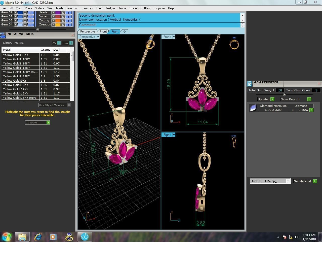 Solitaire Women Pendant 3DM STL OBJ FBX Render Details 3D print model_7