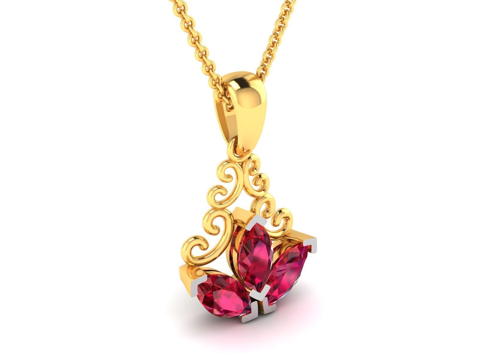 Solitaire Women Pendant 3DM STL OBJ FBX Render Details 3D print model_1