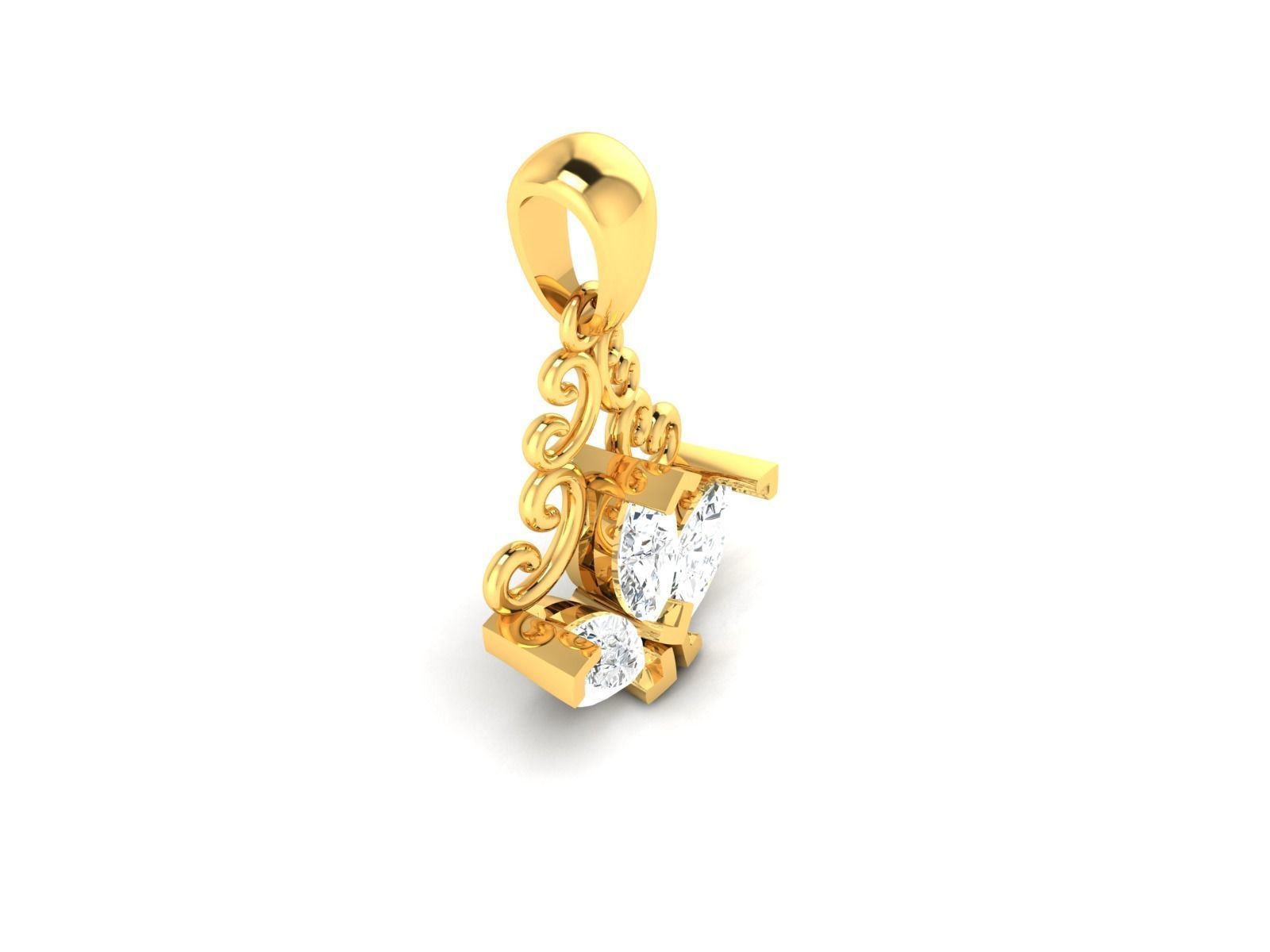 Solitaire Women Pendant 3DM STL OBJ FBX Render Details 3D print model_9