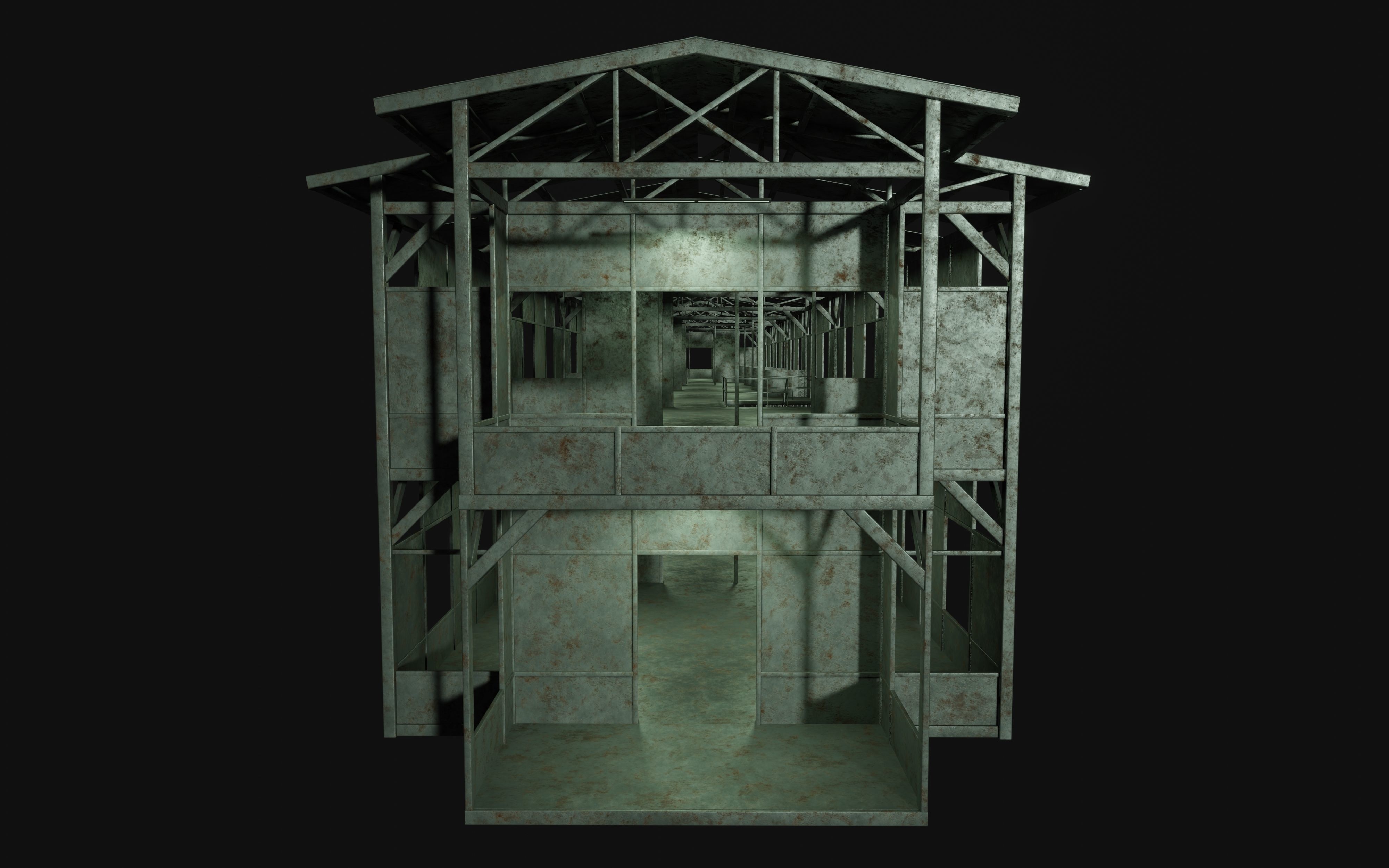 Rusty Metal Steel Construction Building Free 3D model_5