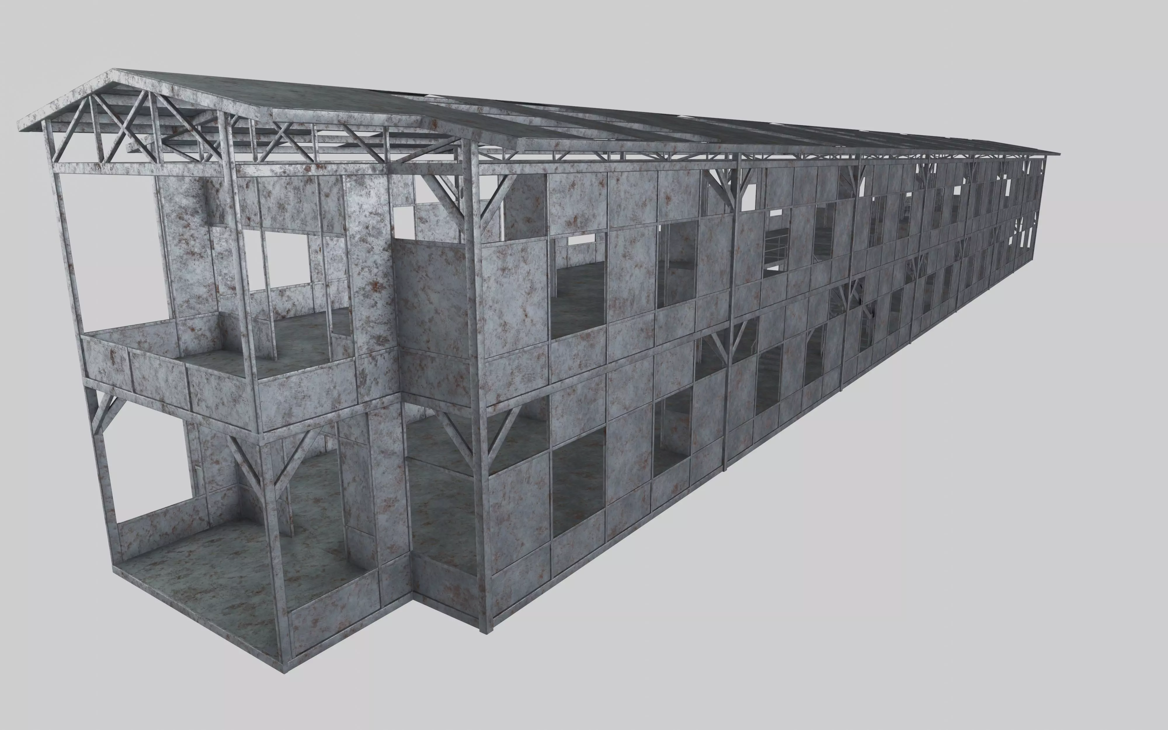 Rusty Metal Steel Construction Building Free 3D model_0