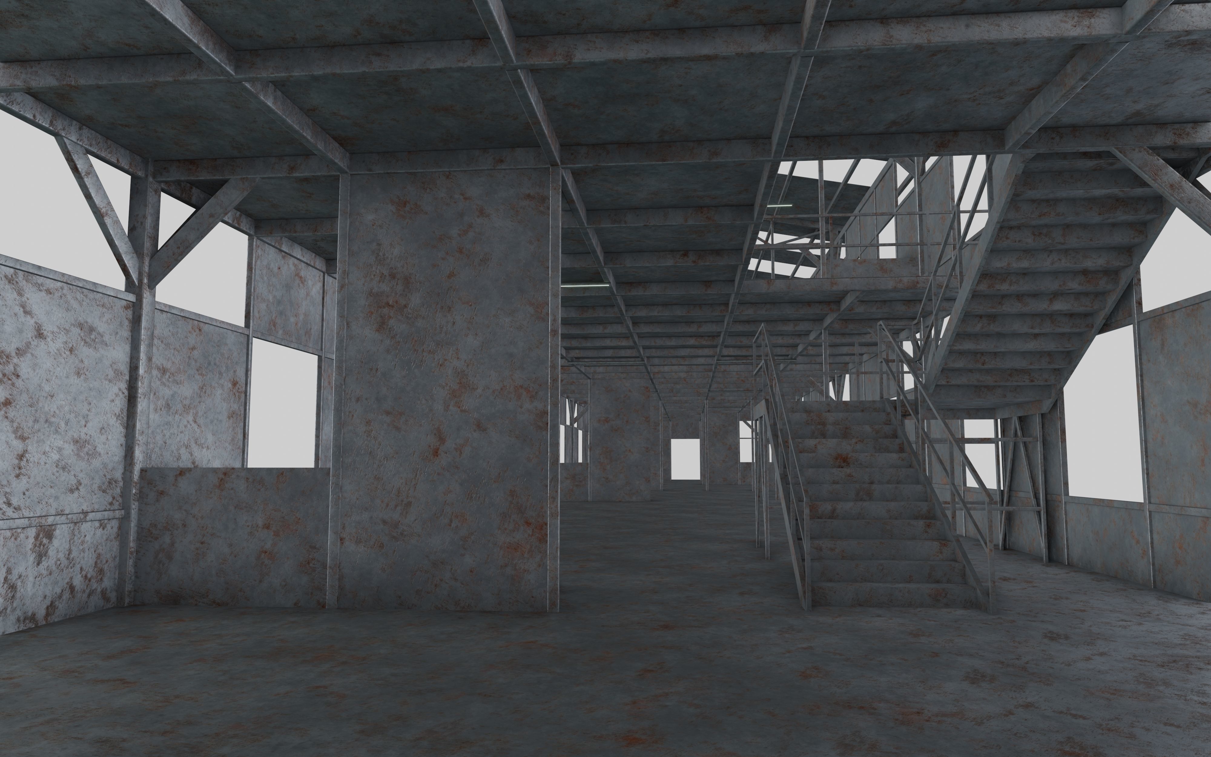 Rusty Metal Steel Construction Building Free 3D model_6